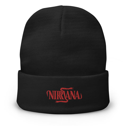 NIRVANA EMBROIDERED RED BEANIE