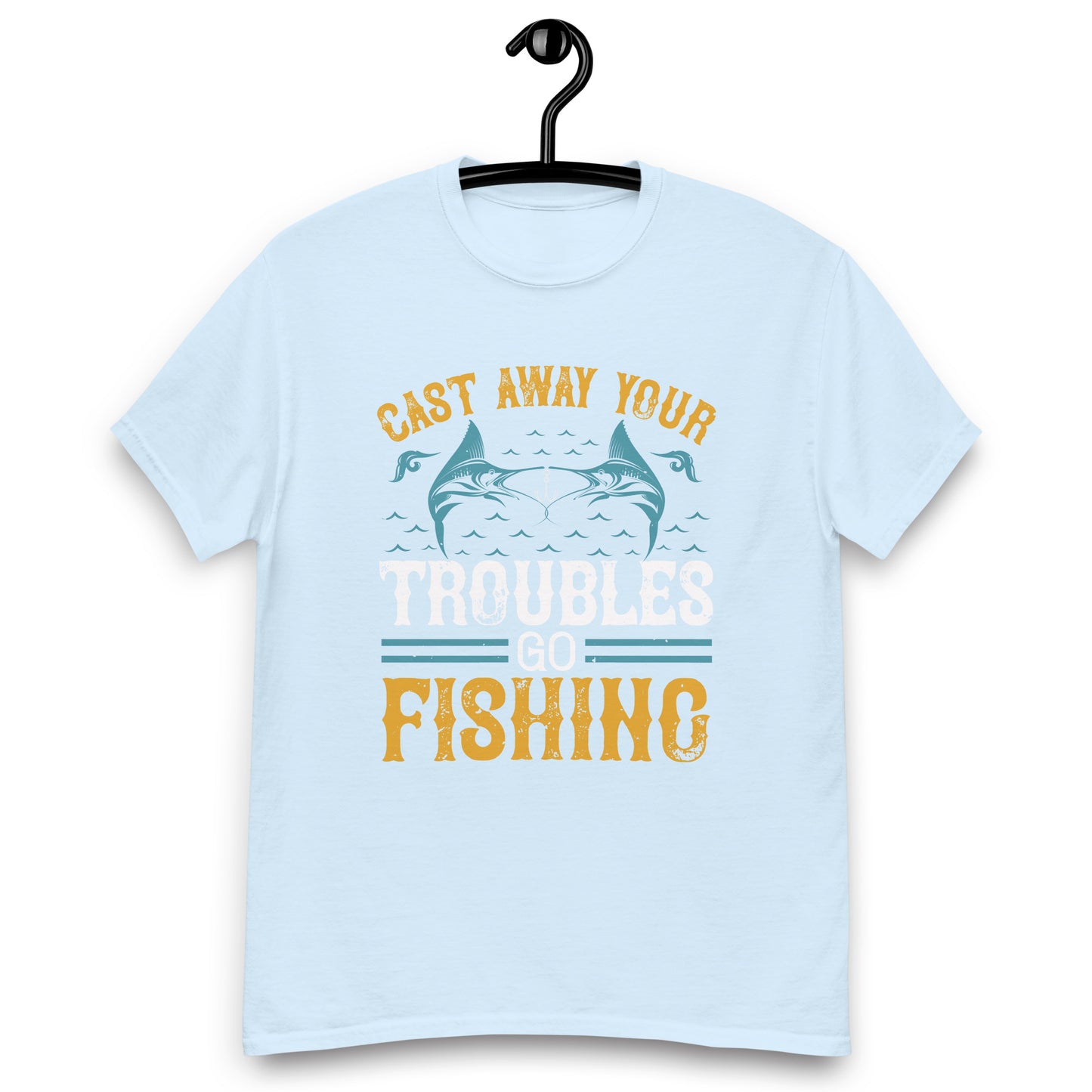 Men's Fishing T-Shirt Front Sky Blue