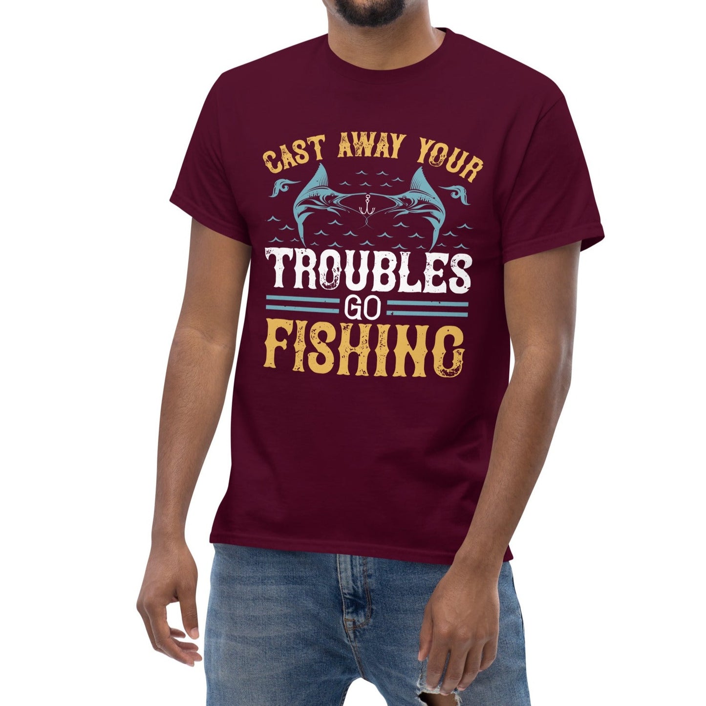 FISHING T-SHIRTS FOR MEN CREWNECK REGULAR FIT