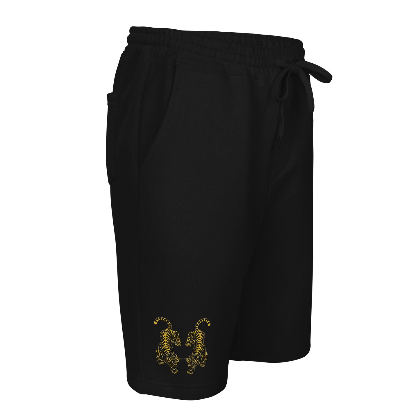 MEN'S CASUAL FLEECE SHORTS EMBROIDERED TIGER DESIGN