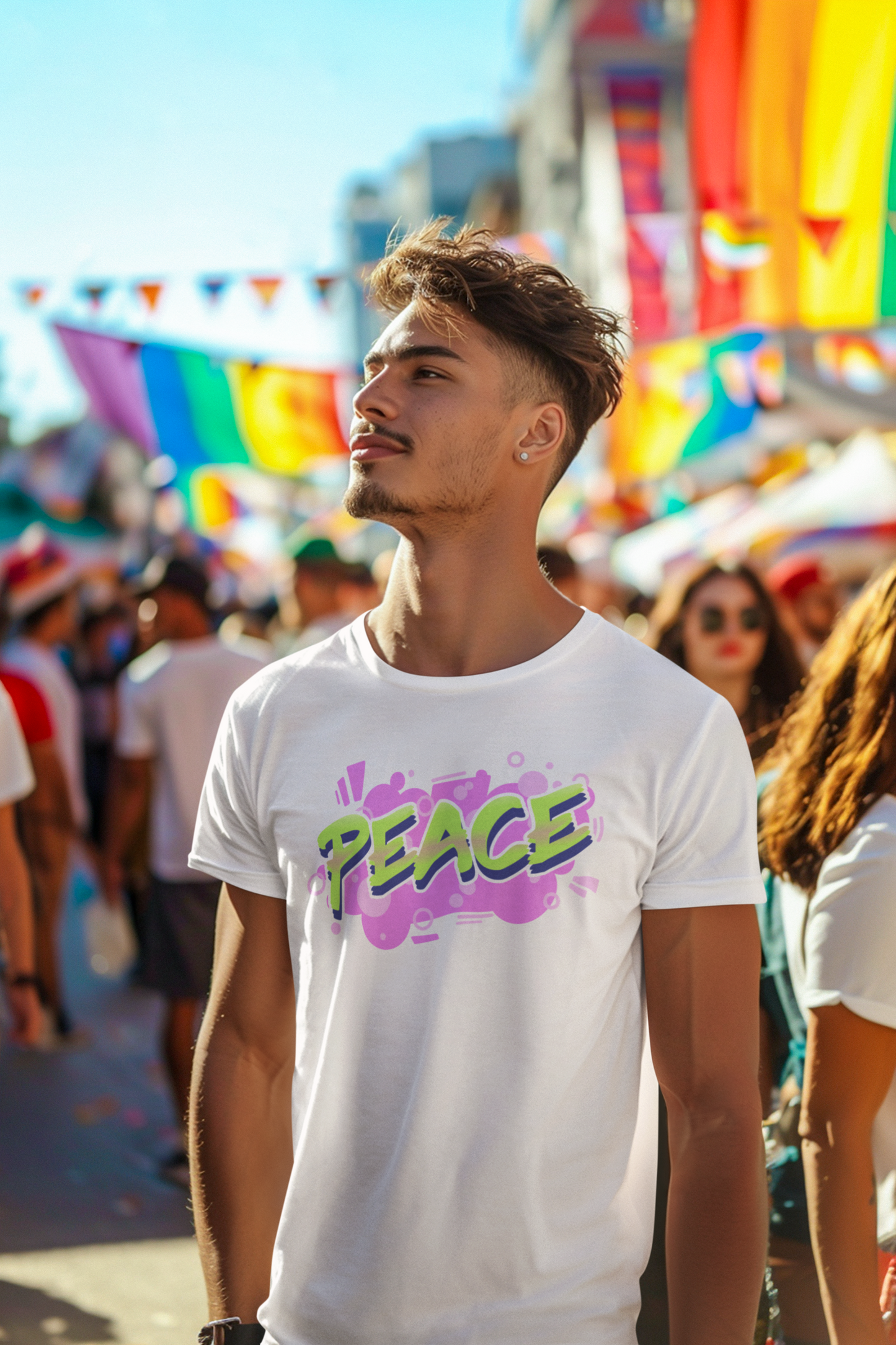 URBCHK PEACE CREW COTTON WHITE T-SHIRT