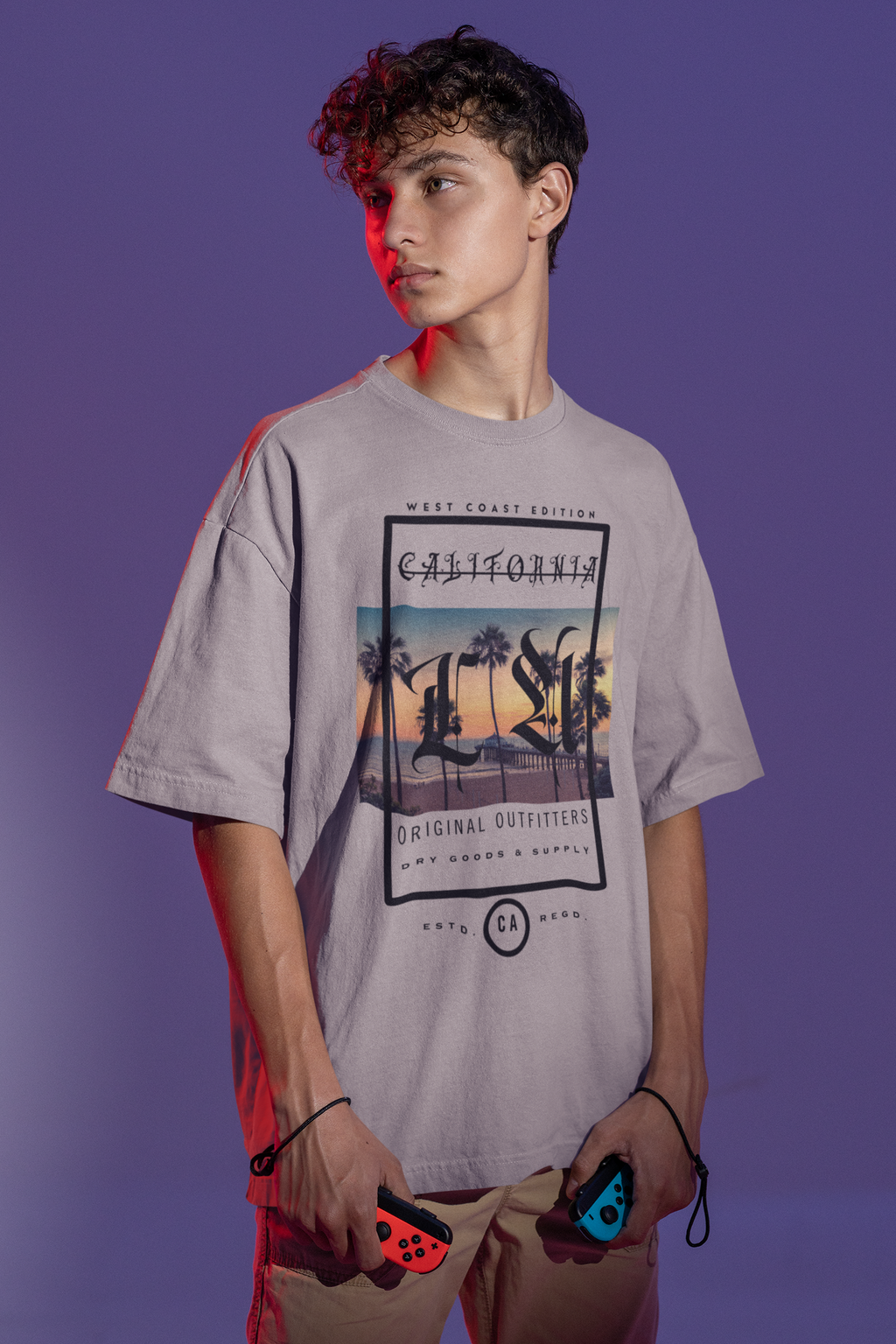 MEN'S OVERSIZED DROP-SHOULDER CREWNECK T-SHIRT