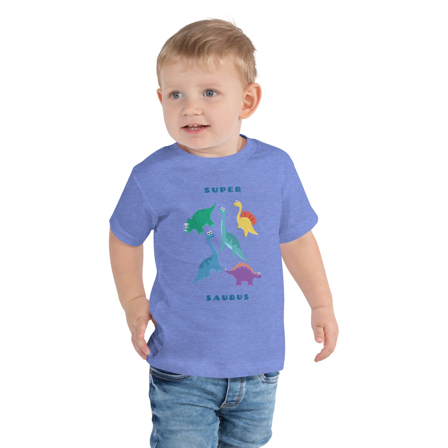 TODDLERS SHORT SLEEVE COTTON TSHIRTS GRAPHIC KIDS TEE SUPER SAURUS