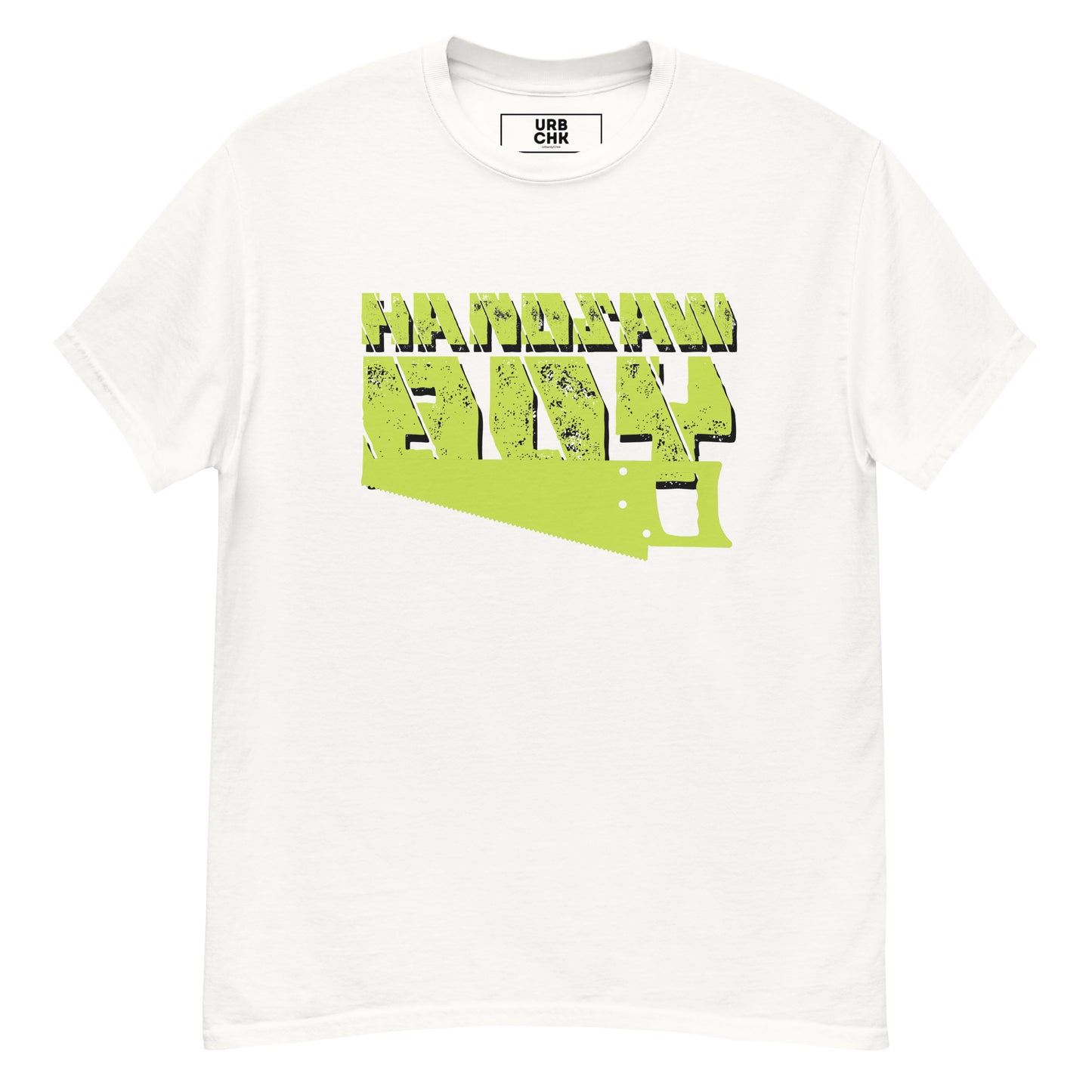 URBCHK WHITE CLASSIC CREW TSHIRT HANDSAW BOY