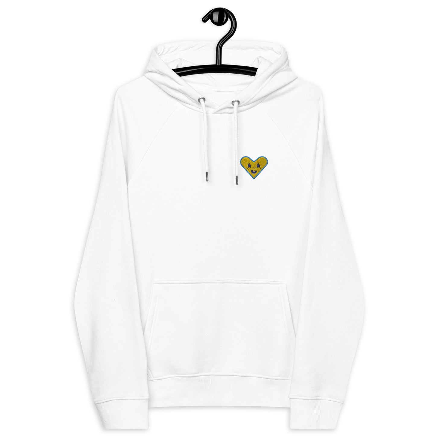 CUTE HEART SMILE EMBROIDERED PULLOVER ECO HOODIE WOMEN