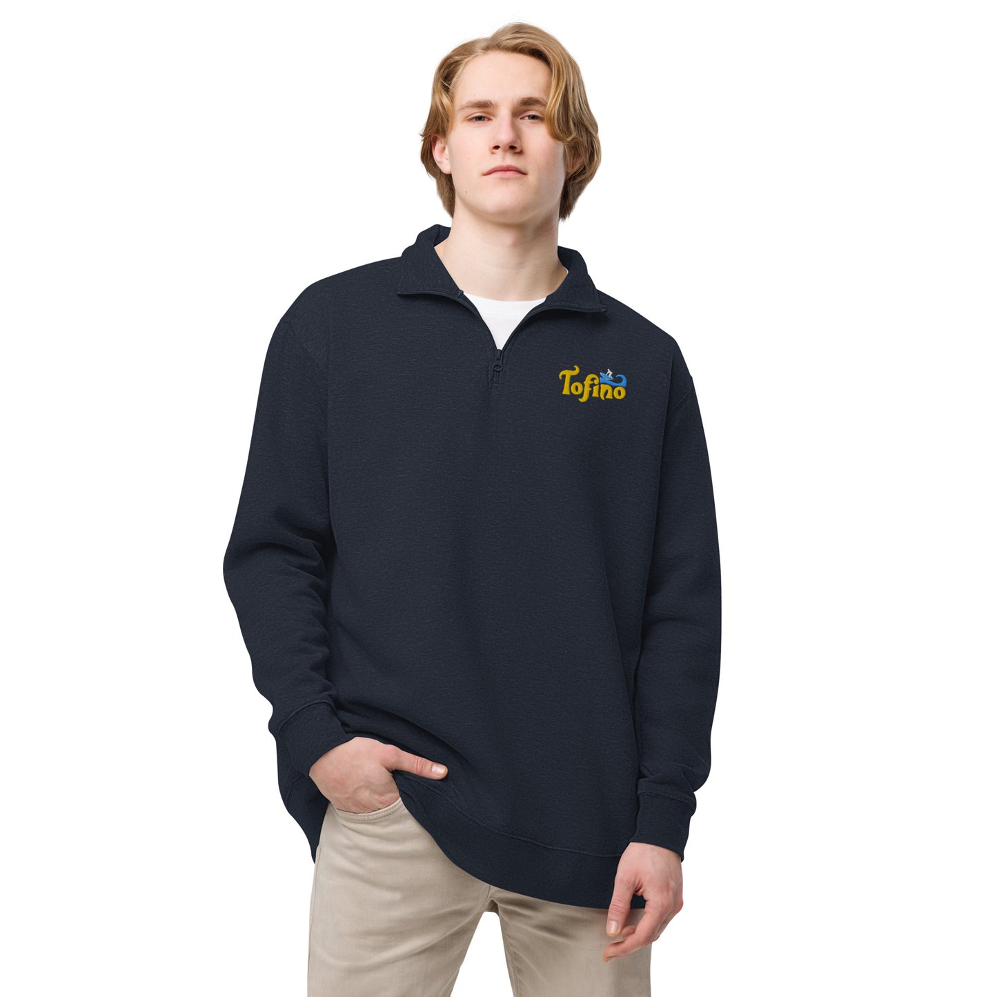 FLEECE PULLOVER SWEATSHIRT FOR MEN EMBROIDERED