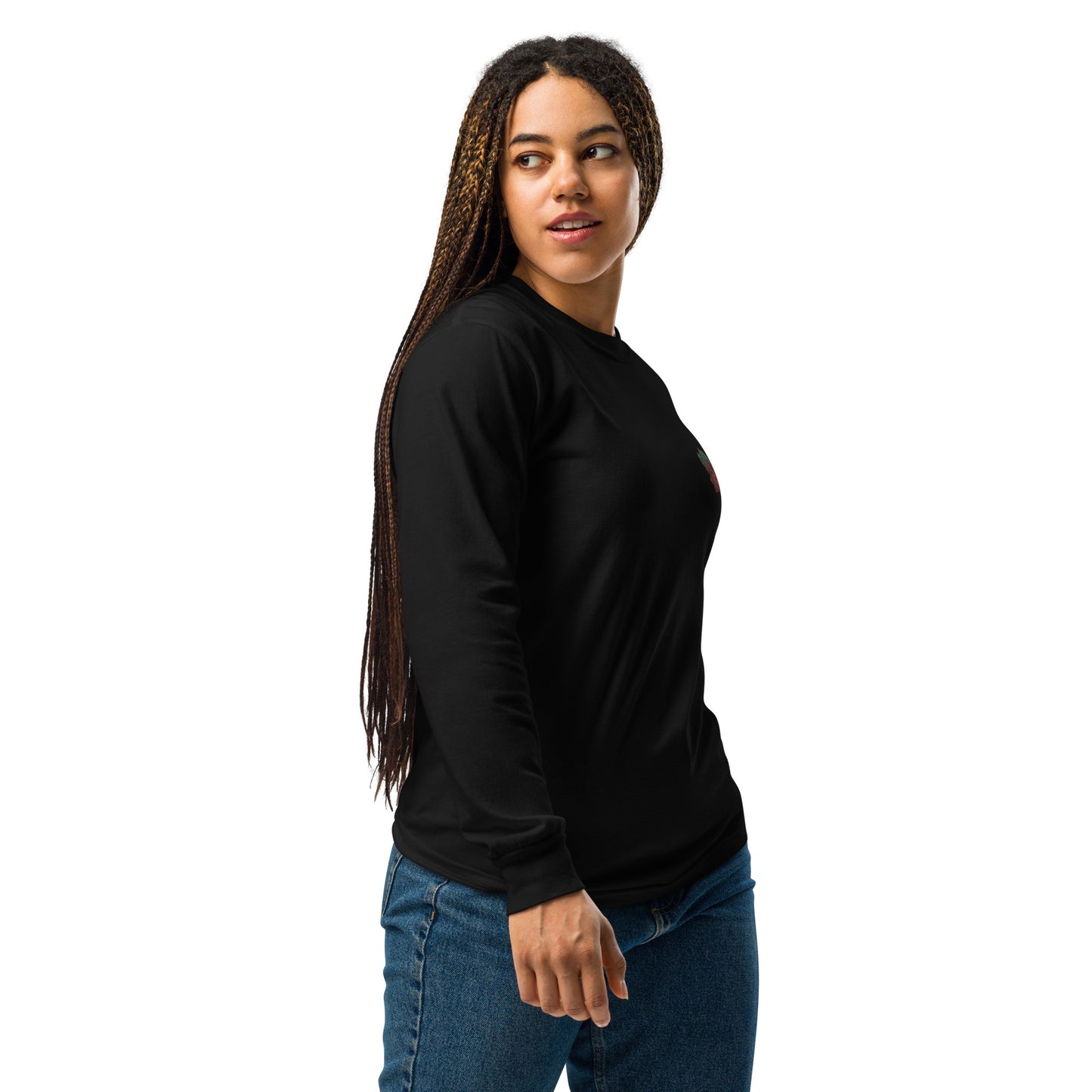 EMBROIDERED HEAVYWEIGHT LONG SLEEVE SHIRT FOR WOMEN