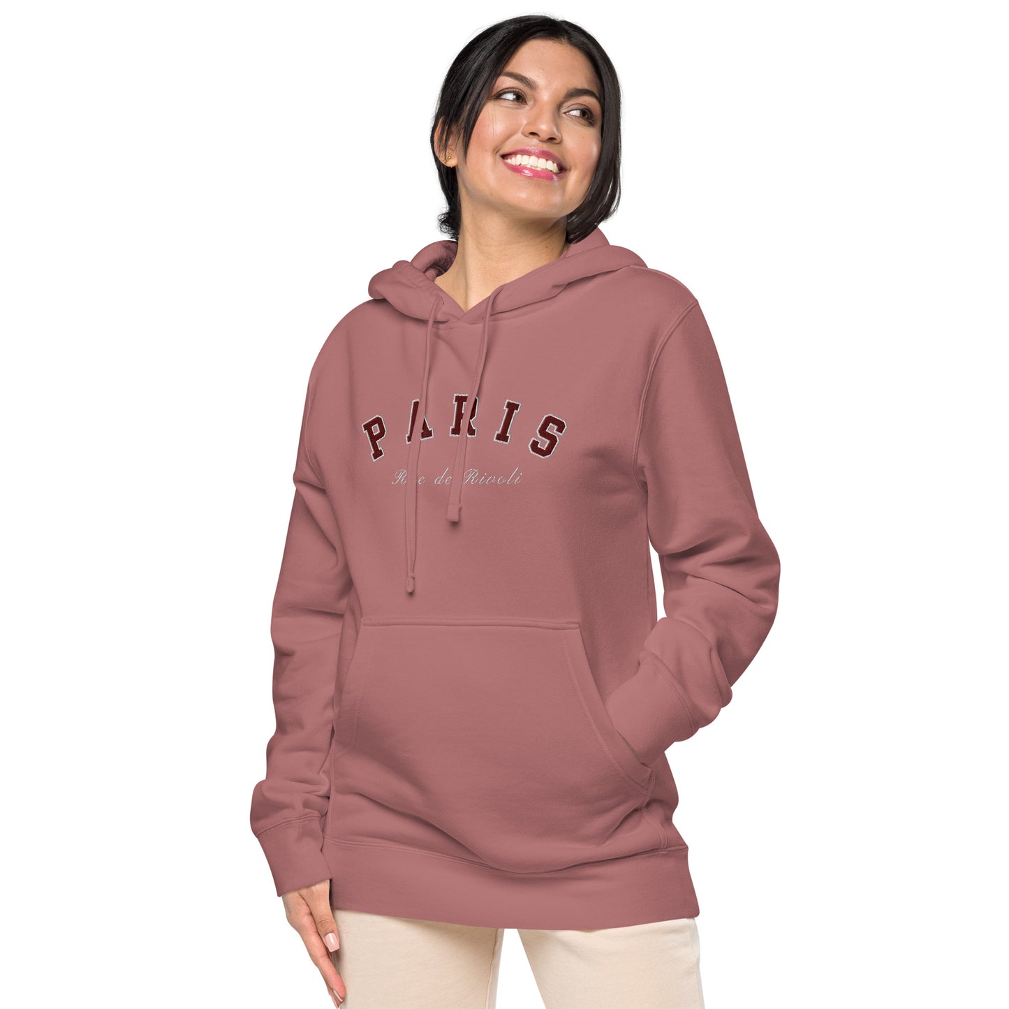 HOODIE VINTAGE STYLE WASHED LOOK WOMEN EMBROIDERED TEXT