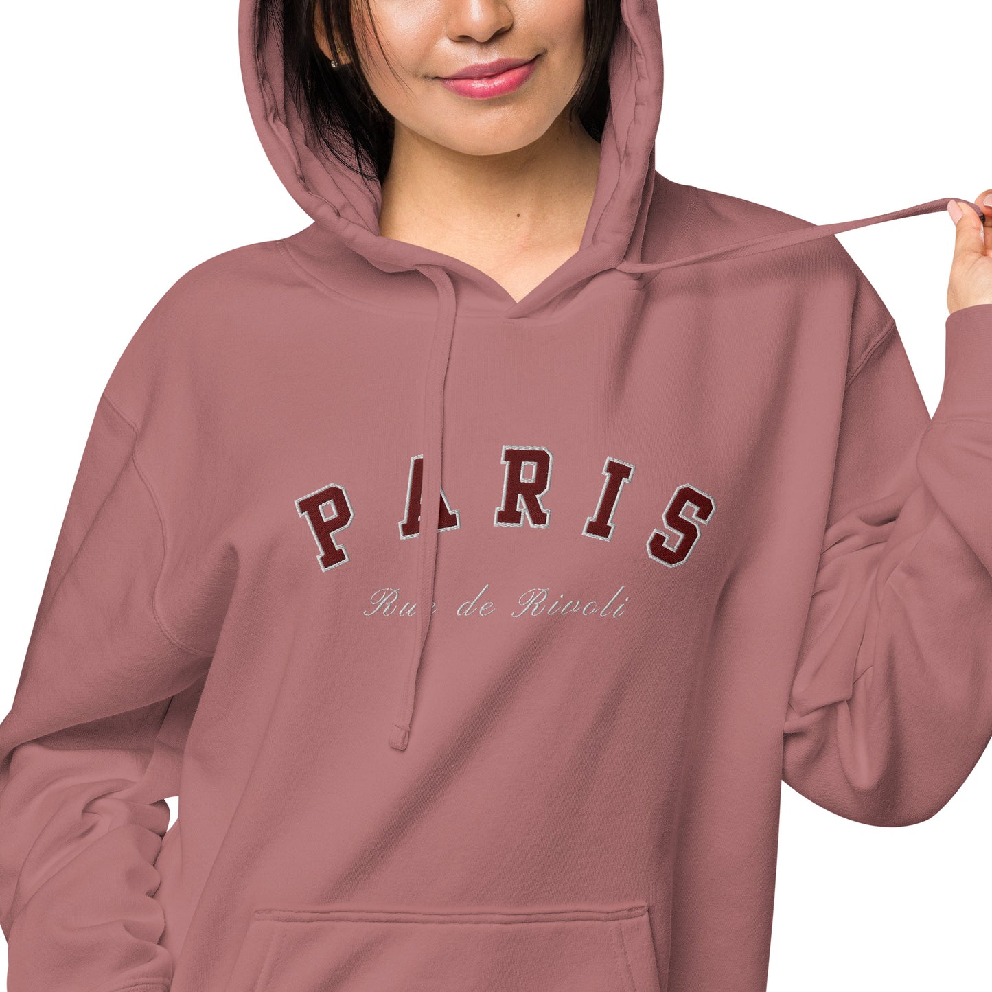 HOODIE VINTAGE STYLE WASHED LOOK WOMEN EMBROIDERED TEXT