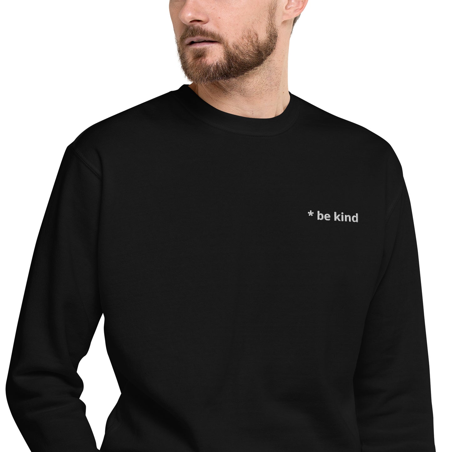 BE KIND SWEATSHIRTS MEN PREMIUM SWEATSHIRTS EMBROIDERED TEXT