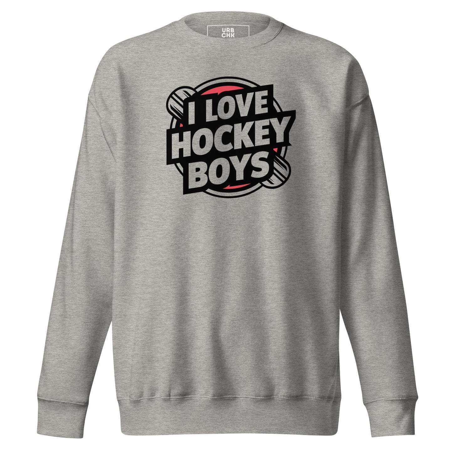 PREMIUM  I LOVE HOCKEY BOYS CREWNECK SWEATSHIRT FOR WOMEN