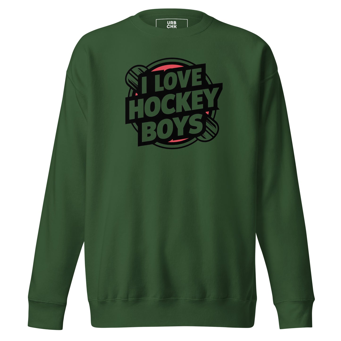 PREMIUM  I LOVE HOCKEY BOYS CREWNECK SWEATSHIRT FOR WOMEN