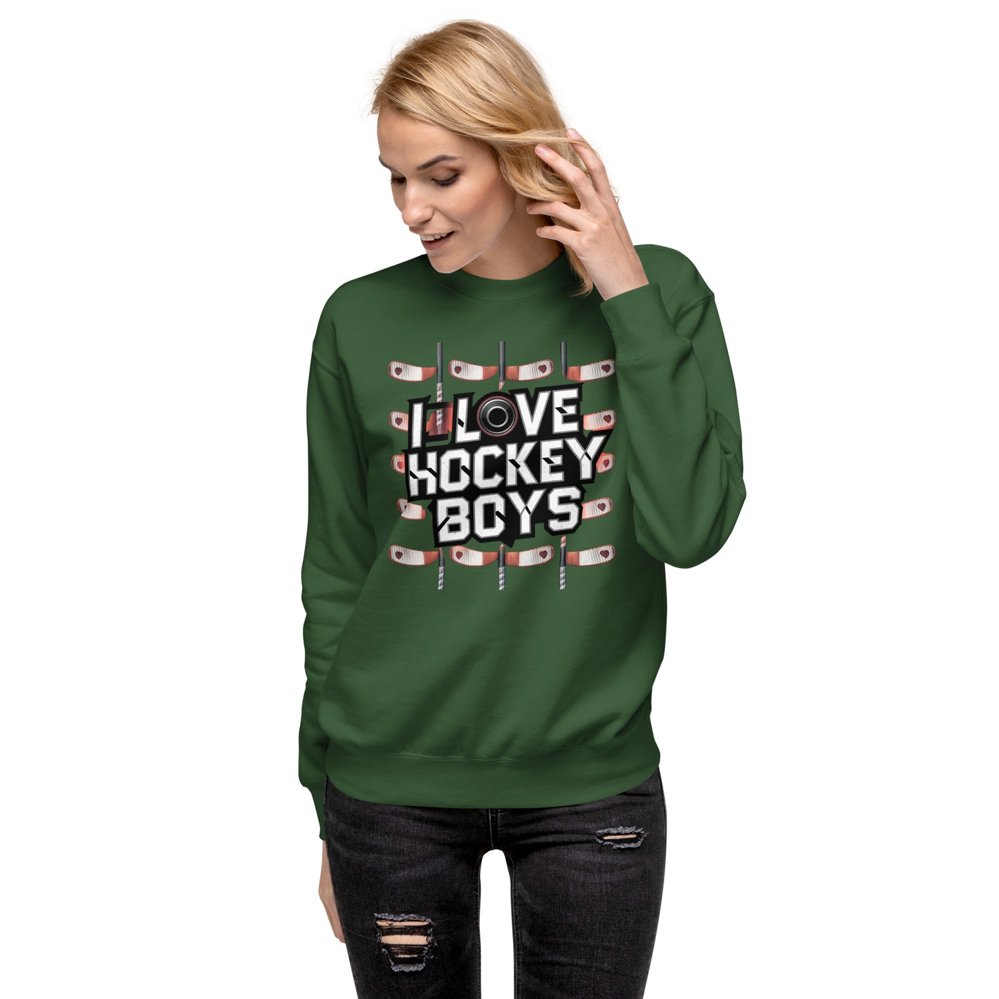 SWEATSHIRT FOR WOMEN I LOVE HOCKEY BOYS