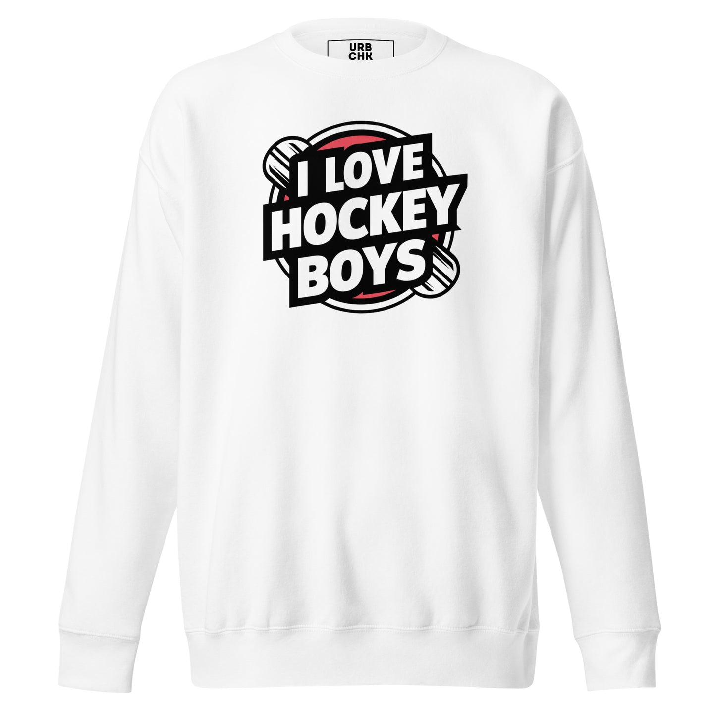 PREMIUM  I LOVE HOCKEY BOYS CREWNECK SWEATSHIRT FOR WOMEN