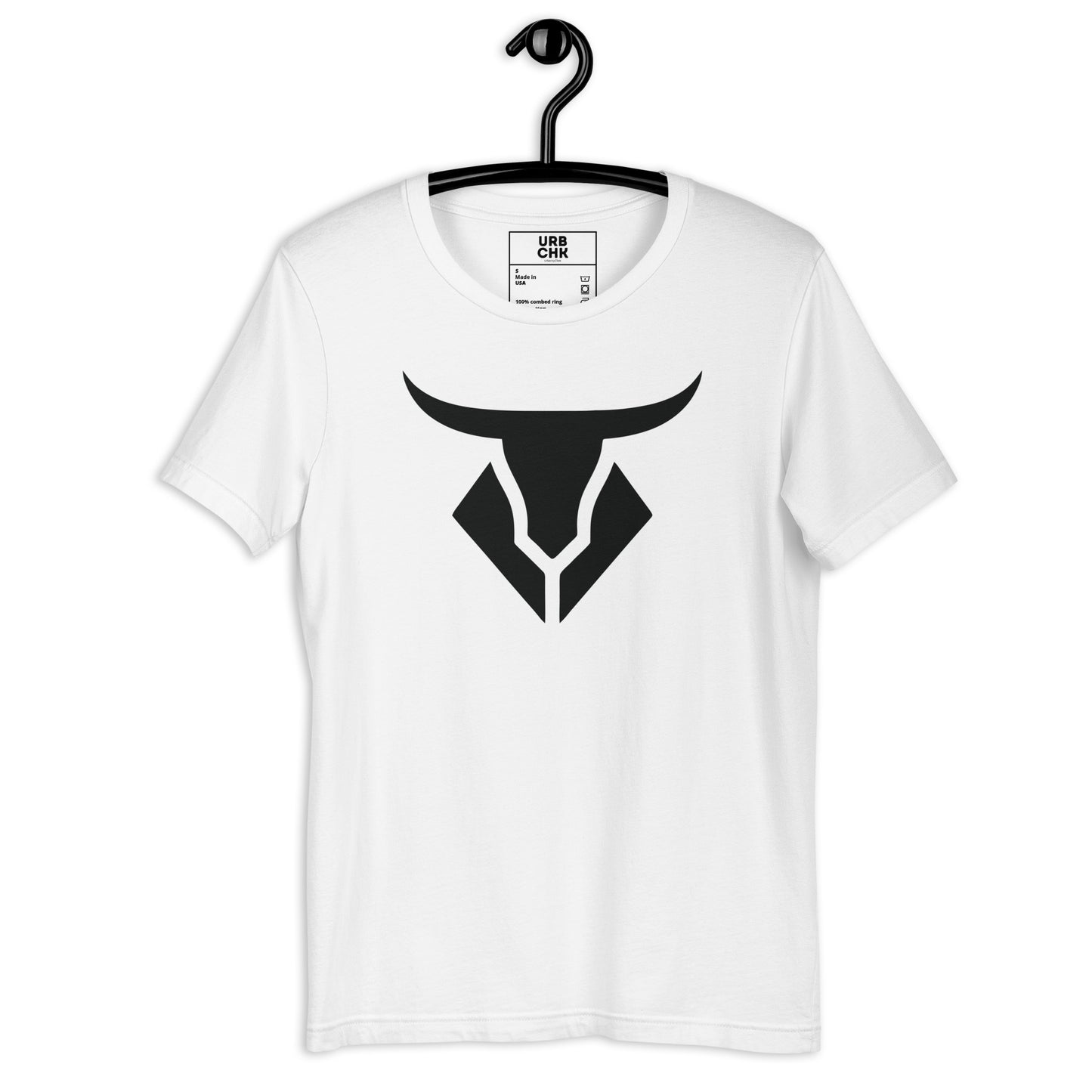 URBANITYCHEK BLACK & WHITE CREW COTTON BULL T-SHIRT