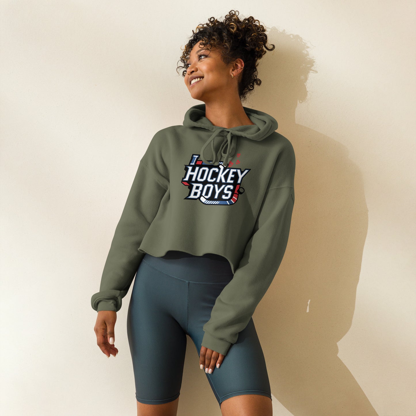 PREMIUM CROP HOODIES FOR WOMEN I LOVE HOCKEY