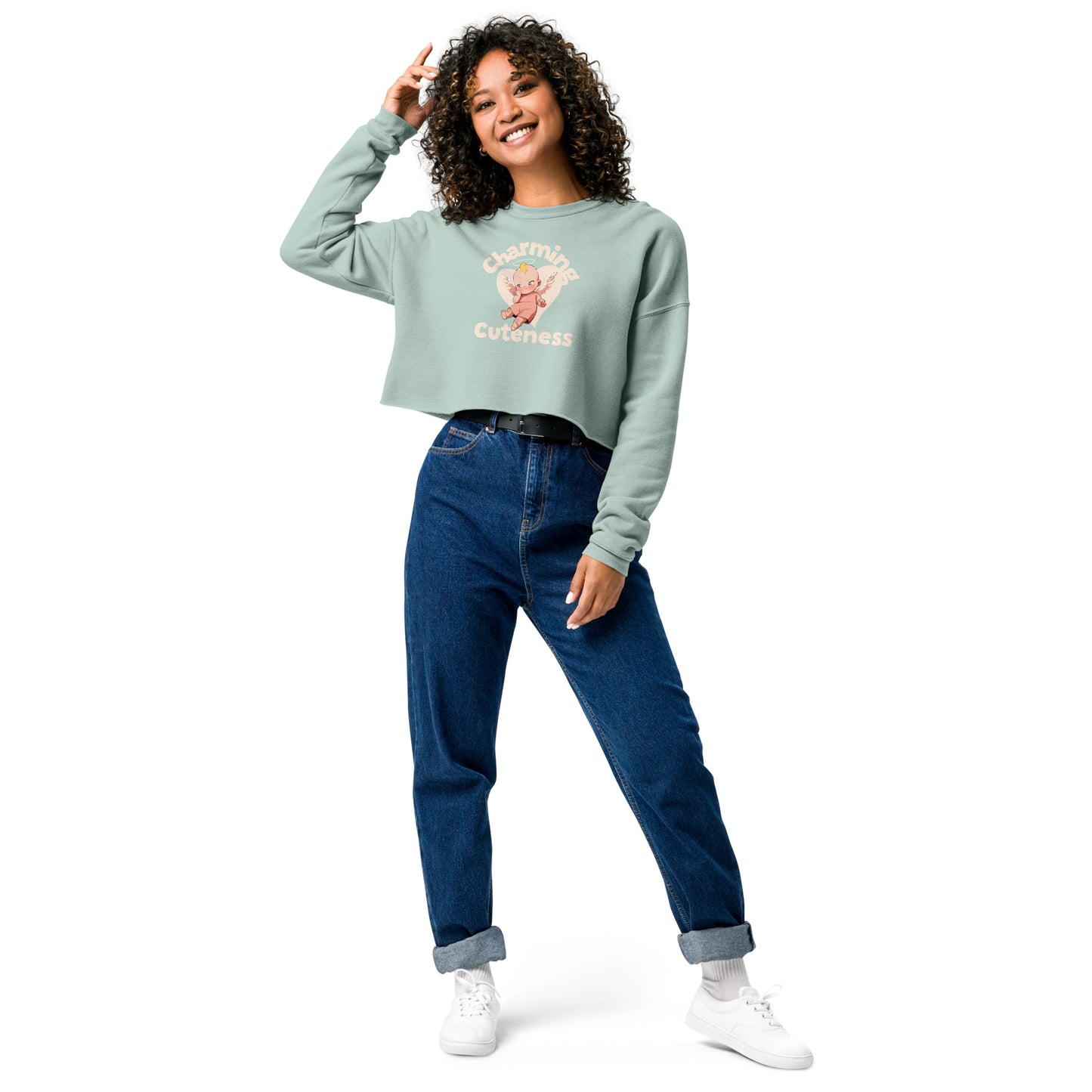 CROP CREWNECK SWEATSHIRT CHARMING CUTENESS PREMIUM QUALITY