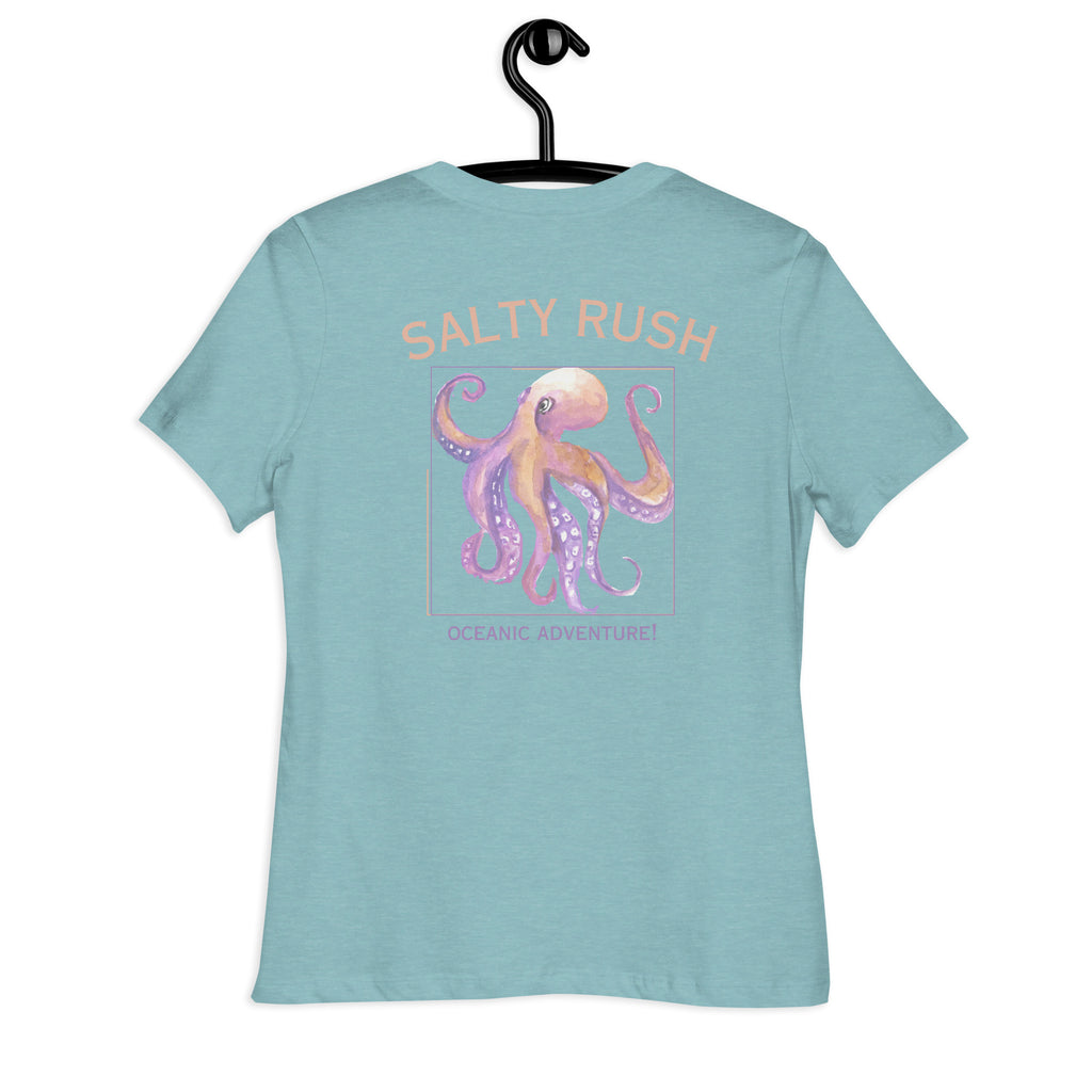 SALTY RUSH WOMENS RELAXED TSHIRT EMBROIDERED FRONT DESIGN
