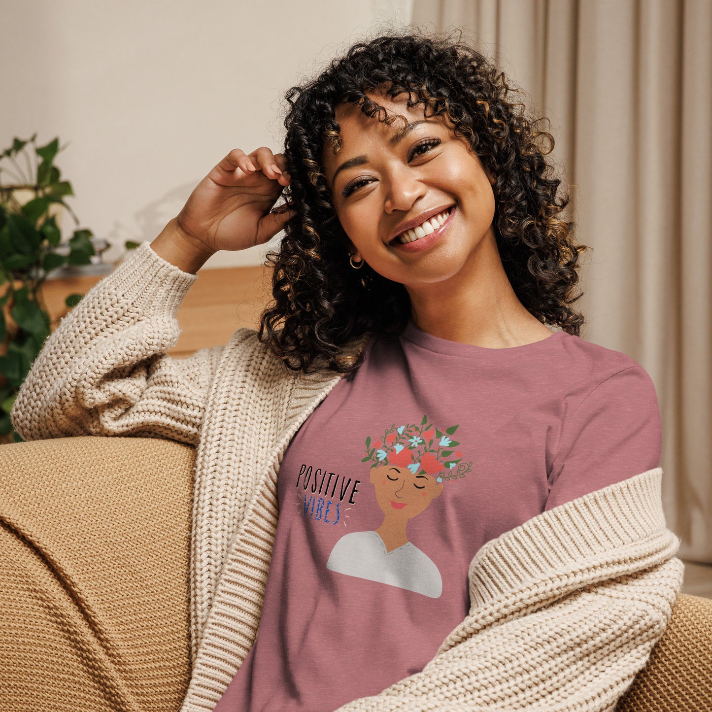 POSITIVE VIBES WOMEN'S RELAXED TSHIRTS